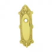 Solid Brass Doorplate, No Keyhole, 7.75in H x 2.625in W Ornate