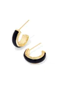 Ainsley Black Enamel Gold Huggie Earring