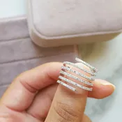 14k White Diamond Spiral Ring