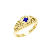 14K Solid Yellow Gold Power Celtic NA Symbol Ring With Inlaid Stone Progressive Faith Jewelry