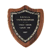 American Walnut Classic Shield Plaque with a Black Brass Plate