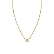 14k Emerald Cut Diamond Small Box Chain Necklace