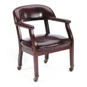 Burgundy Captains Guest Chair on Rollers