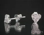 10k White Gold Lab Created .07ctw Diamond Heart Stud Earrings i19939