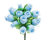 144 Miniature Poly Rose Silk Favor Flower Pick Wedding Shower - Light Blue