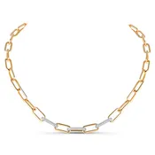 3 Pave Diamond Link Paperclip Necklace