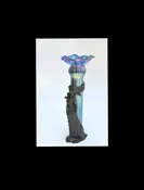 Blue Luster Flower Vase with bronze sculpture — Welcome to Santa Barbara Glassblowing Studio