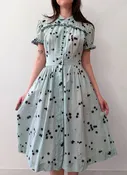 1950s Vintage Paint Splatter Fit and Flare Dress