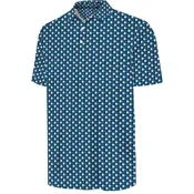 Antigua Big Ten Mens Light Blue Conference All Over Print Short Sleeve Polo