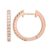 14k Rose Gold 15mm Diamond Huggie Earrings .25ctw