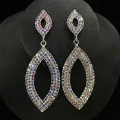 3" AB Marquise Pave Silver Earrings