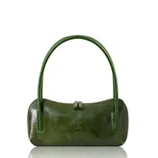 Italian Handmade Vegetable Tanned Leather Shoulder Bag: GREEN
