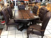 2-Tone Wood Dining Table w/ 6 chairs & 1 Leaf