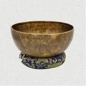 11.5 inch Green Tara Carved Singing Bowl (Hand-Hammered, Dual Tone)
