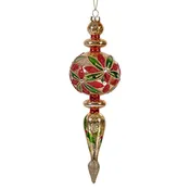 10.5" Glass Elegant Holly Finial Ornament