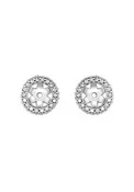 14K White Gold Halo Diamond Earring Jackets
