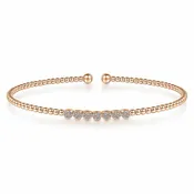 7 Diamond Open Bangle in 14k Rose, Yellow or White Gold