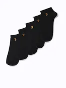 5 Pack Embroidered Trainer Socks In Black
