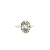14K Gold Yellow Hidden Halo Oval Lab Grown Diamond Bezel Engagement Ring - Lab-Grown 3.24 CTW Diamond