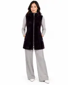 32" Eggplant Dyed Shearling Lamb Vest- Maximilian