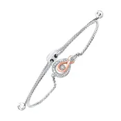 10Kp Sterling Silver .05Cttw Bracelet With 9 = 0.05Tw Round Diamonds