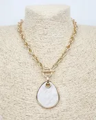Gold Open Chain with Pearlized White Charm 16"-18" Necklace