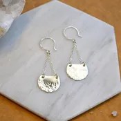 Barnacle Earrings - handmade dappled half-moon nautical dangle earrings