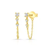 3 Diamond Drop Chain Earring