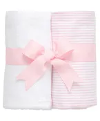 3 Marthas Set of 2 Burp Cloths Pink and White Seersucker Stripe