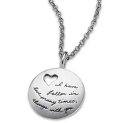 “Falling In Love” quote on Sterling Silver Necklace