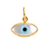 24k Gold Mother of Pearl Evil Eye Pendant