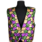 Adult Real Sequined Mardi Gras Vest (Shell Pattern) BUY ONE SIZE UP