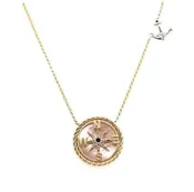 14K Gold Mother of Pearl Compass Rose Diamond Sapphire Pendant