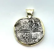 Pendant 8 Reales Spanish Silver Coin "Concepcion" Phillip IV 18k #82160 — Everett Designs