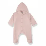 1 More In The Family - Hooded Button Up Bundler Footie - Blush