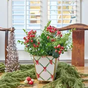 Bow Trellis Enameled Square Cachepot Planter