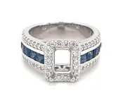 14K Gold White Halo Round Sapphires Engagement Ring - 1.83 CTW Diamond