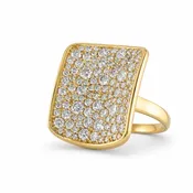 14k Gold Rectangular Organic Pavé  Lab Diamond Ring