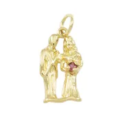 00339a - Bride & Groom with Ruby Gemstone Bouquet