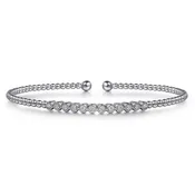 14K White Gold Bujukan Bead Diamond Bangle BG4118-62W45JJ