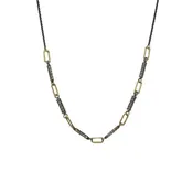 Armenta Alternating Paper Clip Link Champagne Diamond Station Necklace