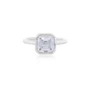 Bezel Set Square Lab Grown Diamond Solitaire Ring