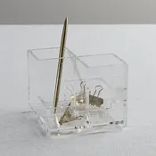 Acrylic Desk Organizer - Desktop Turntable with Pen Holder