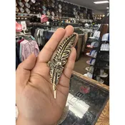 Antique Rooster Gold Hat Feather