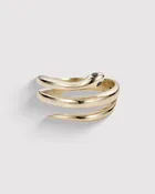 Black Diamond Snake Ring - Gold