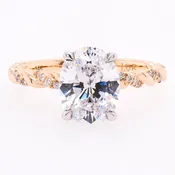 14K Two-Tone Gold Oval Diamond Twisted Ring Setting | 0.10 CTW