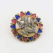 Antique Enamel & Diamond Welsh Dragon Brooch