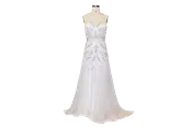 Belted Beaded Chiffon Overlay Gown