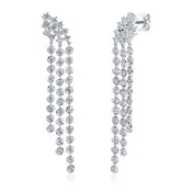 14K White Gold Diamond Fringe Drop Earrings