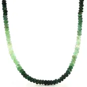 14K Yellow Gold Graduated Rustic Emerald Beaded Necklace